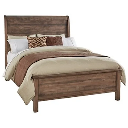 Rustic Queen Sleigh Frame Bed with Low Footboard